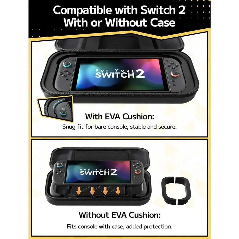 New Hard Shell Portable Case for Nintendo Switch 2 with 15 Game Card Slots